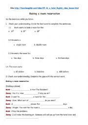 English Worksheet: Hotel Reservation