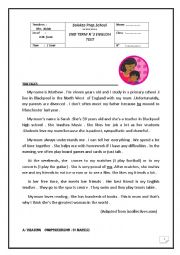 English Worksheet: End-term n3 Test(8th form)