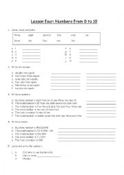 English Worksheet: numbers