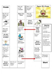 English Worksheet: elementary speaking board game for young learners 