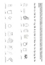 English Worksheet: Find the missing letter (ABC for kids)