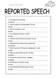 English Worksheet: LEAVING ON A JET PLANE - REPORTED SPEECH ACTIVITY