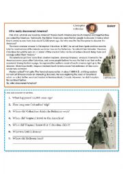 English Worksheet: Who  really discovered america ?