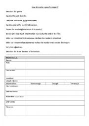 English Worksheet: How to make a good synopsis 