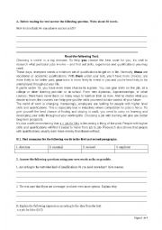 English Worksheet: Test about choosing a career