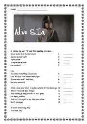 English Worksheet: SIA - Alive