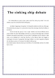 English Worksheet: Debate - The sinking ship