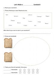 English Worksheet: making a sandwich