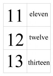 English Worksheet: Numbers flashcards 10 to 20