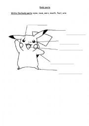 English Worksheet: Body parts Pokemon