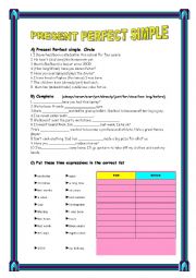 English Worksheet: PRESENT PERFECT SIMPLE