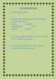 English Worksheet: Ecosystems review activities