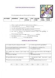 English Worksheet: Tourism - Telephone conversation Vocabulary