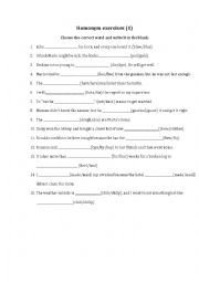 English Worksheet: Homonym Exercises