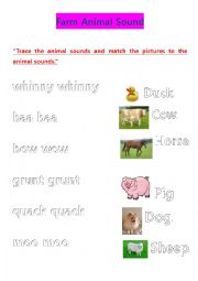 English Worksheet: farm animals sound