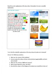 English Worksheet: WHY IS THE SKY BLUE