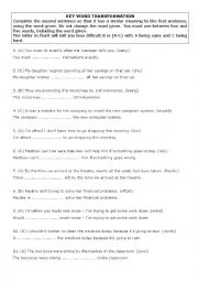 English Worksheet: Key Word tran sformation 