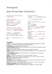 English Worksheet: song 