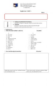 English Worksheet: test describe people
