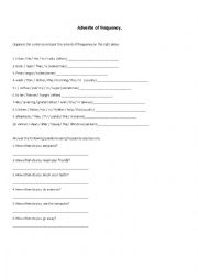 English Worksheet: Adverbs of frequency