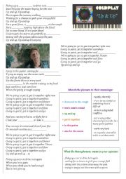 English Worksheet: Coldplay - Up and Up (V+ing)