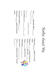 English Worksheet: Maths about me