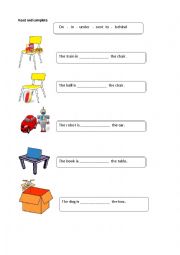 English Worksheet: preposition on, in , under, behind, next to 