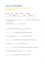 English Worksheet: conjunction