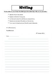 English Worksheet: writing a litter