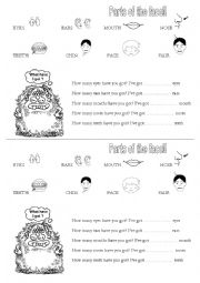 English Worksheet: Parts of the face