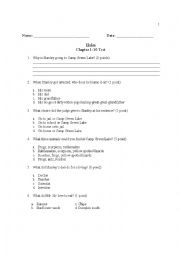 English Worksheet: Holes Chapter 1-11 Test