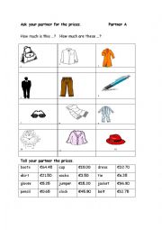 English Worksheet: Shopping for clothes  pairwork