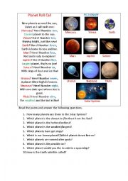 The planets worksheets