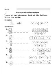 English Worksheet: Family members