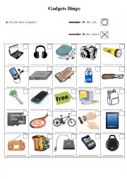 English Worksheet: Gadgets Bingo