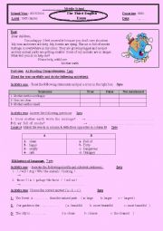 English Worksheet: third term examination (1MIDDLE SCHOOL)