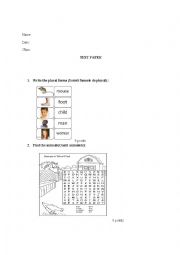 English Worksheet: test 3rd grade