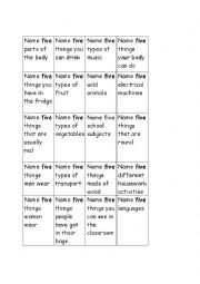 English Worksheet: Category name 5 