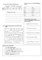 English Worksheet: Present simple 3rd person test