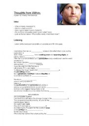 English Worksheet: Thoughts from Within - a beat poem by Woody Harrelson - Discussion