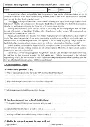 English Worksheet: 2nd Bac - Test Semester 2