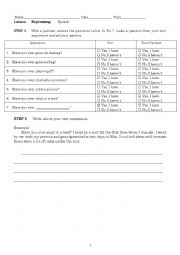 English Worksheet: Have you ever