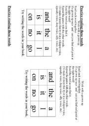 English Worksheet: high frequency word support - and I a is it on no go the