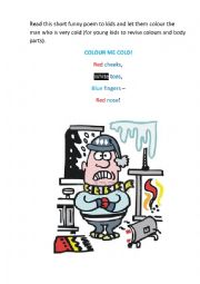 English Worksheet: COLOUR ME COLD!