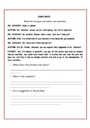 English Worksheet: complaints