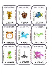 English Worksheet: Go Fish Game - Pets