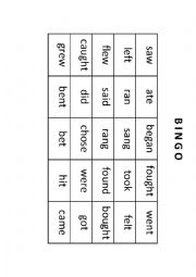 English Worksheet: past tense verbs BINGO 