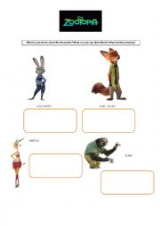 English Worksheet: ZOOTOPIA - TRAILER ACTIVITY