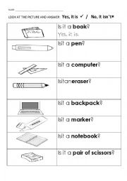 English Worksheet: Short Yes, No answers