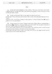 English Worksheet: end of term test 3 7th formers (reading)